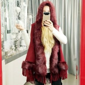 Vest SOPHIE Burgundy Sweater Vest Poncho hoodie